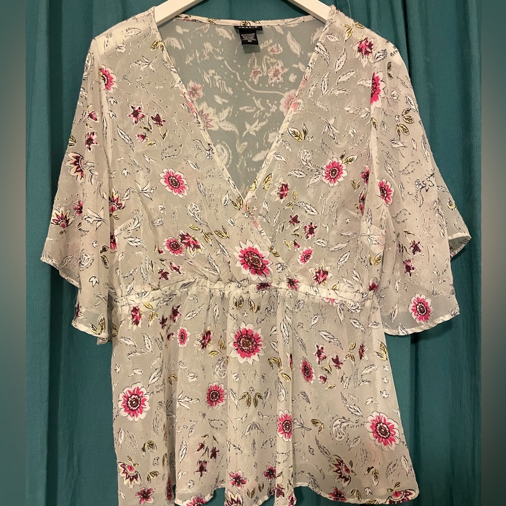 White and Floral Blouse